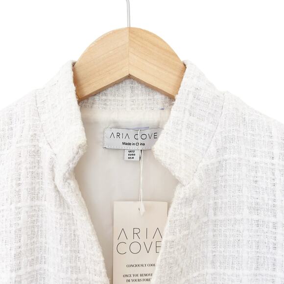 Aria Cove Cream Tweed Long Sleeve Romper Sz 8 - Picture 3 of 5